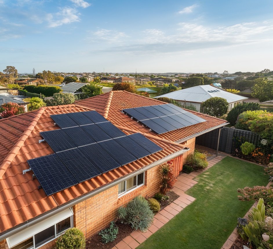 Solar panels installed on an Adelaide residential tiled roof